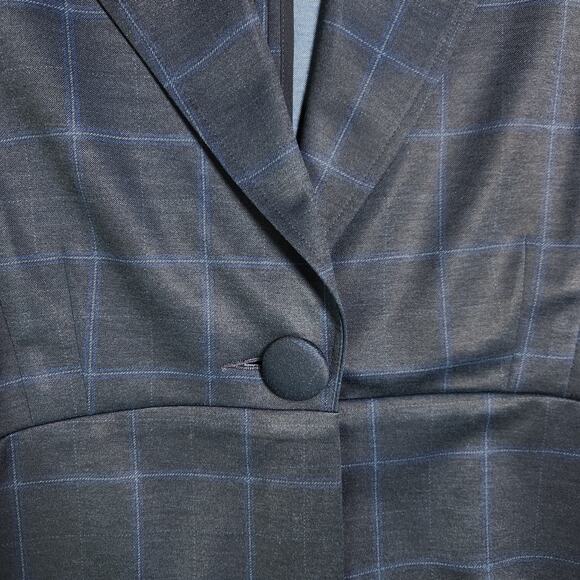 Cabi Sunset Kiss Windowpane Blazer 5425 Sz 8 Button Blue Academia Preppy Career - Picture 8 of 16